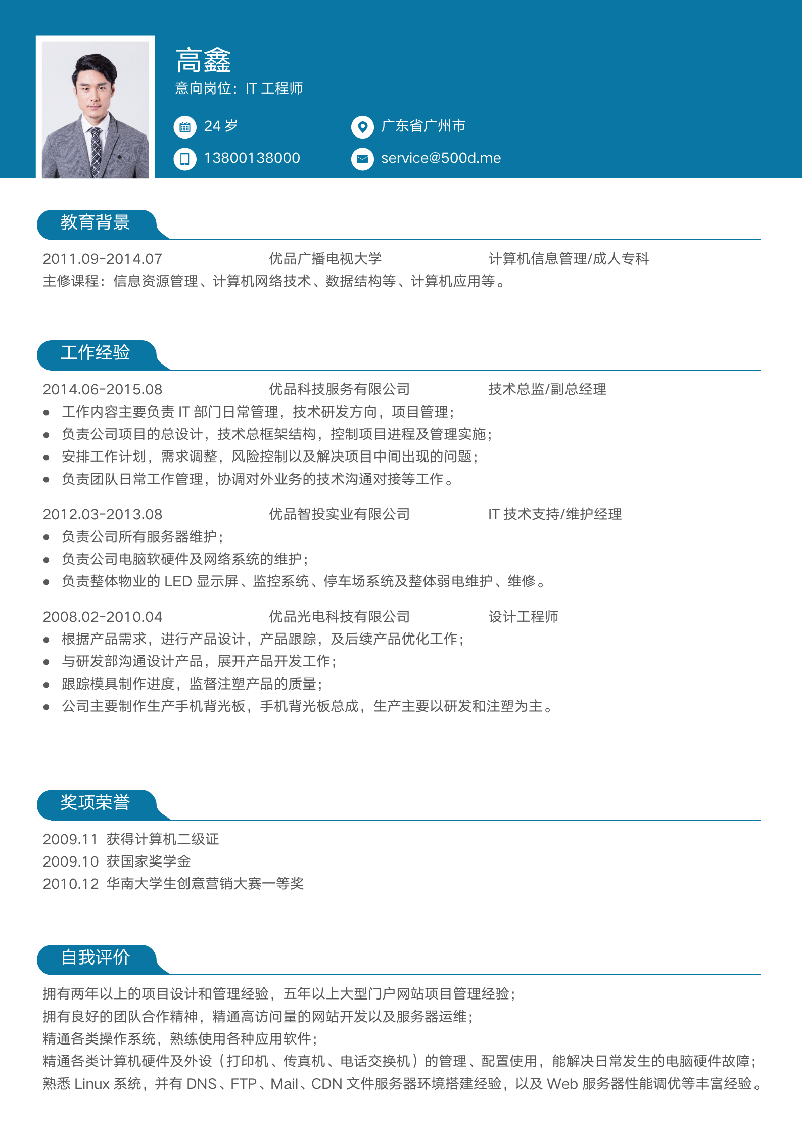 大厂程序员简历模板